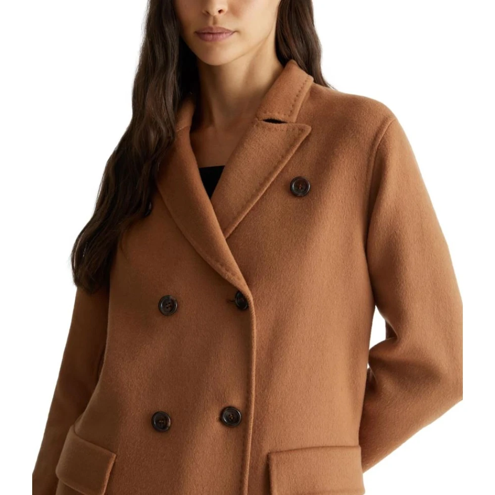 Liu Jo Double-Breasted Kamelenjas met Peak Revers Brown Dames
