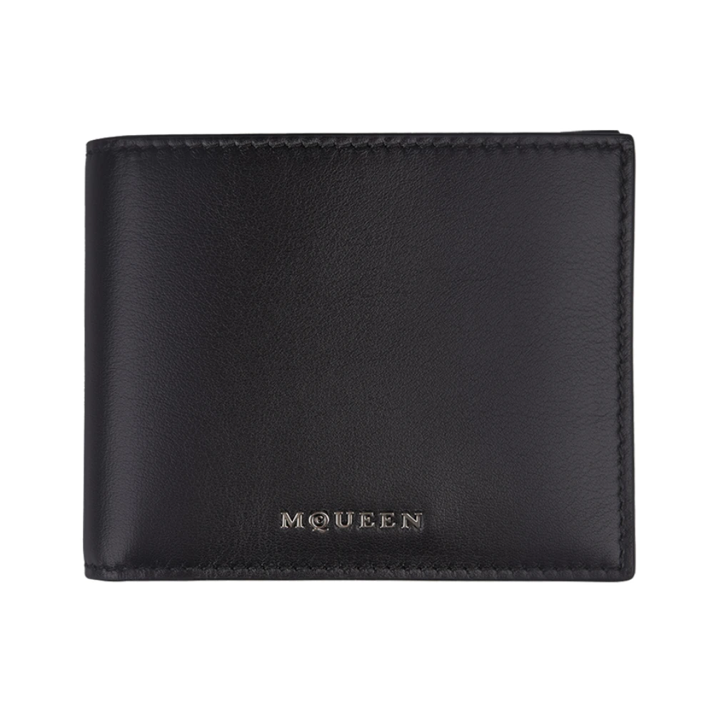 Alexander mcqueen Zwarte Bi-Fold Portemonnee met Gouden Logo Black Heren