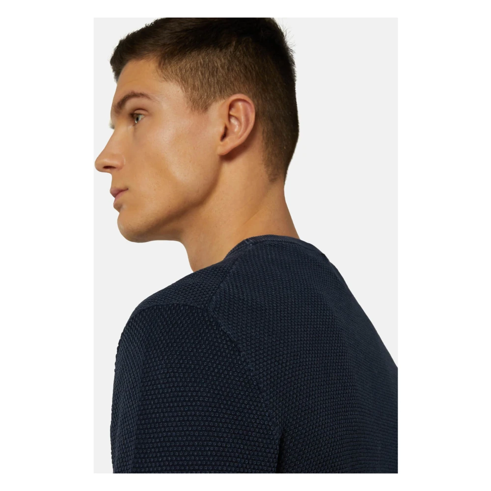 Boggi Milano Katoenen Trui met Ronde Hals 12gg Blue Heren
