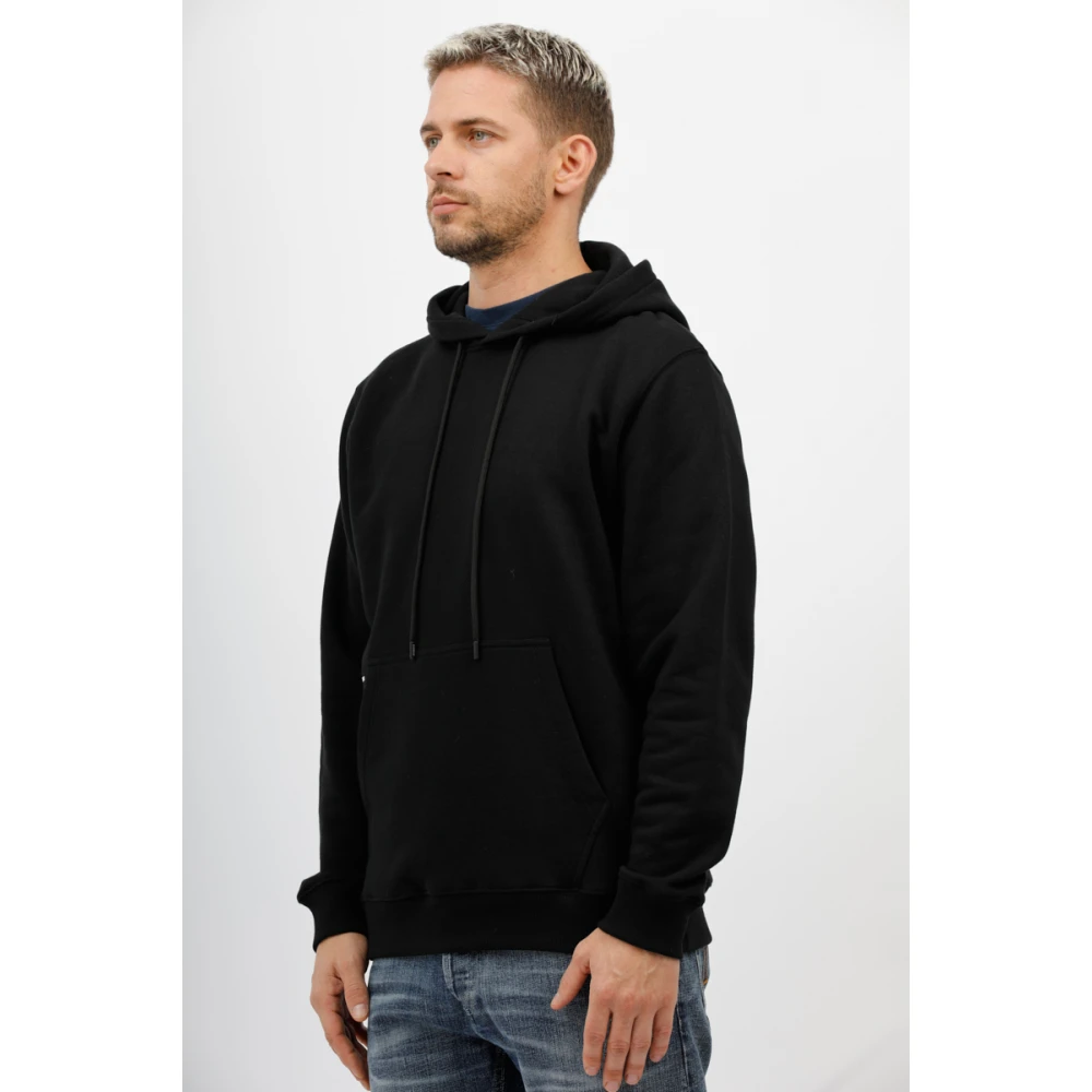 Dondup Hoodie met voorprint en kangoeroezak Black Heren