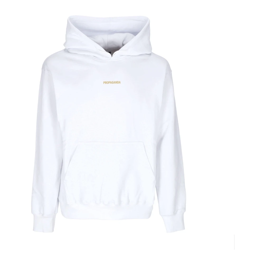 Propaganda Men's White Hoodies, L, Hoodie With Ribbed Details