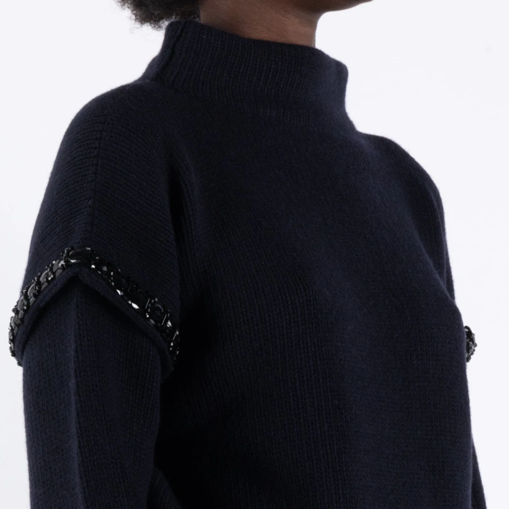 Max Mara Blauwe Ronde Hals Wollen Trui Blue Dames