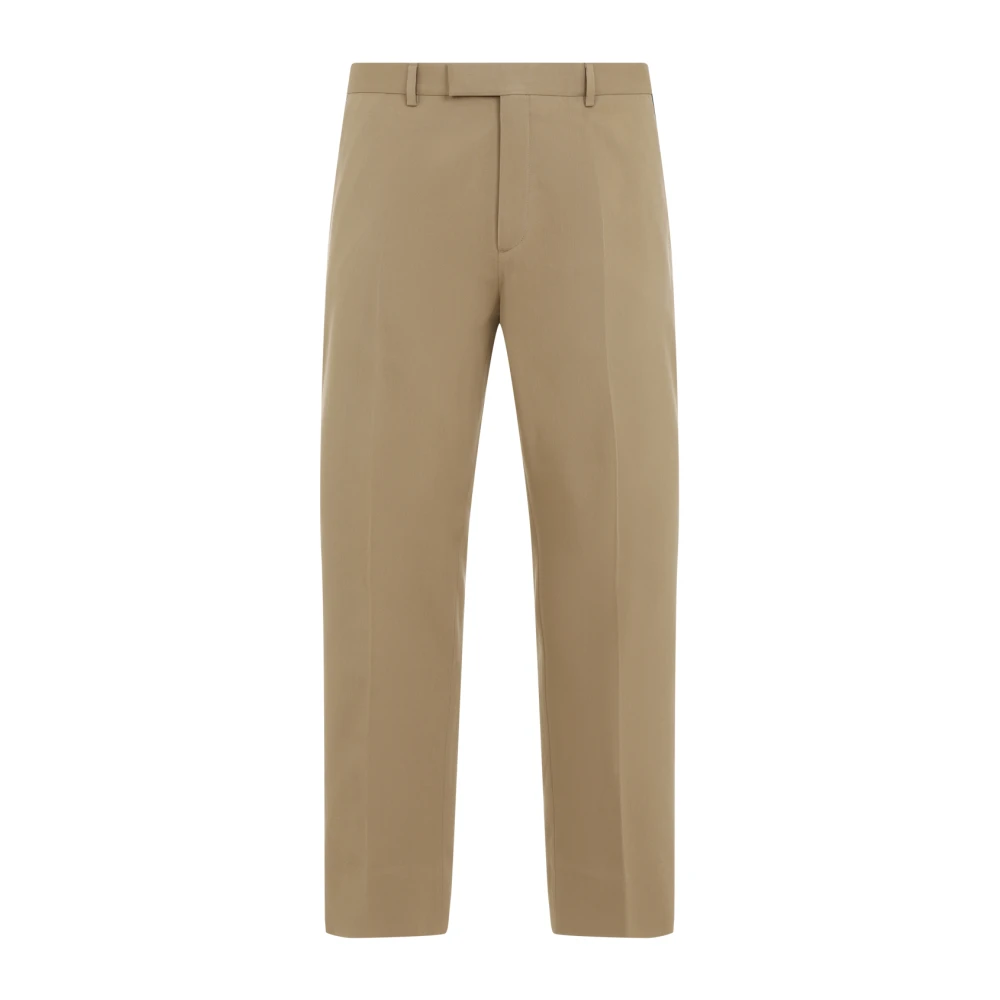 Gucci Blauwe Katoenen Broek Rechte Pijp Beige Heren