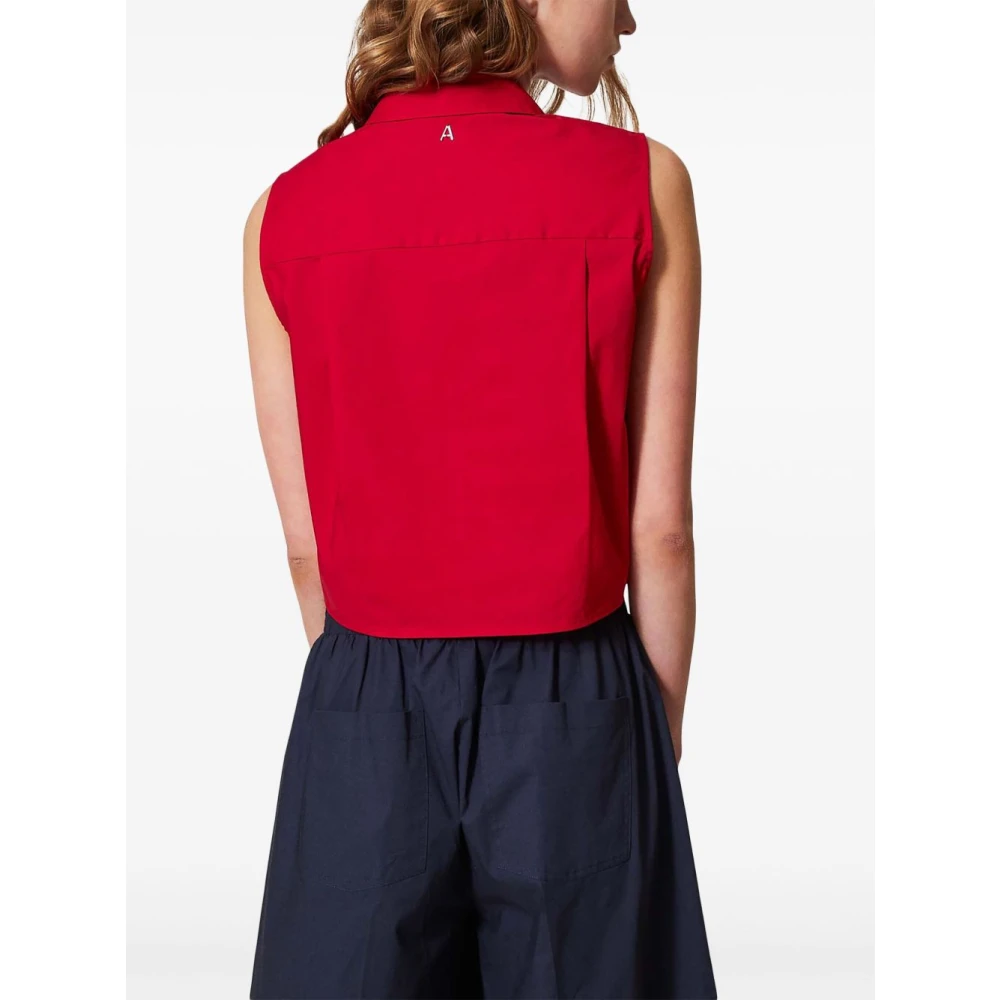 Twinset Rode Mouwloze Klassieke Kraag Shirt Red Dames