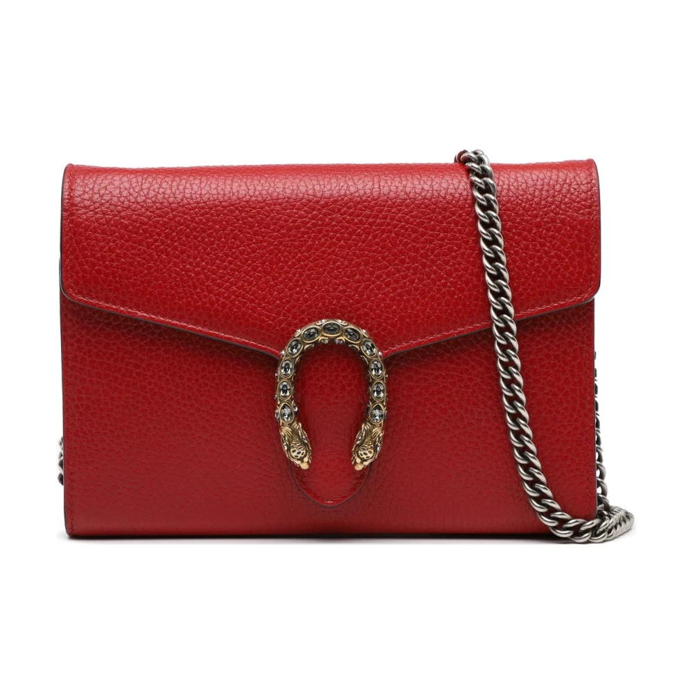 Gucci Vintage Women's Red Vintage Cross Body Bags, One Size, Pre-Owned Chain Wallet
