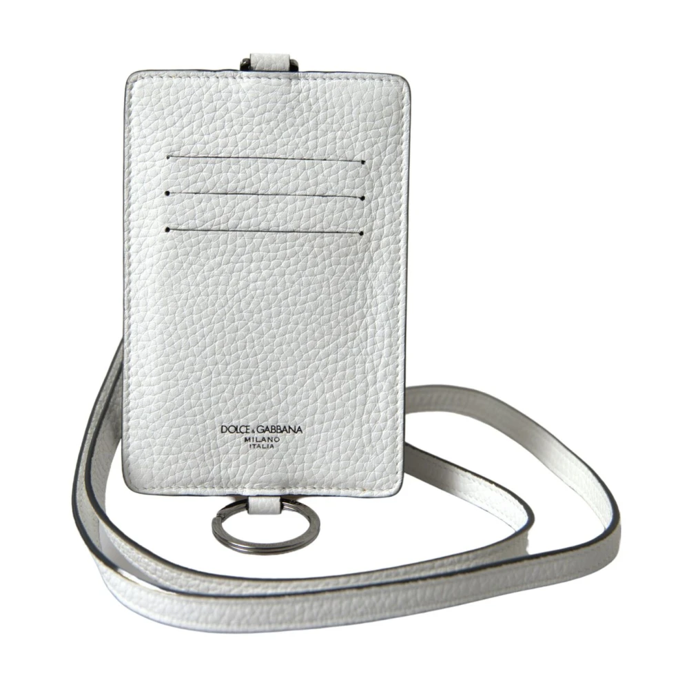 Dolce & Gabbana Women's White Elegant Leather Cardholder Lanyard