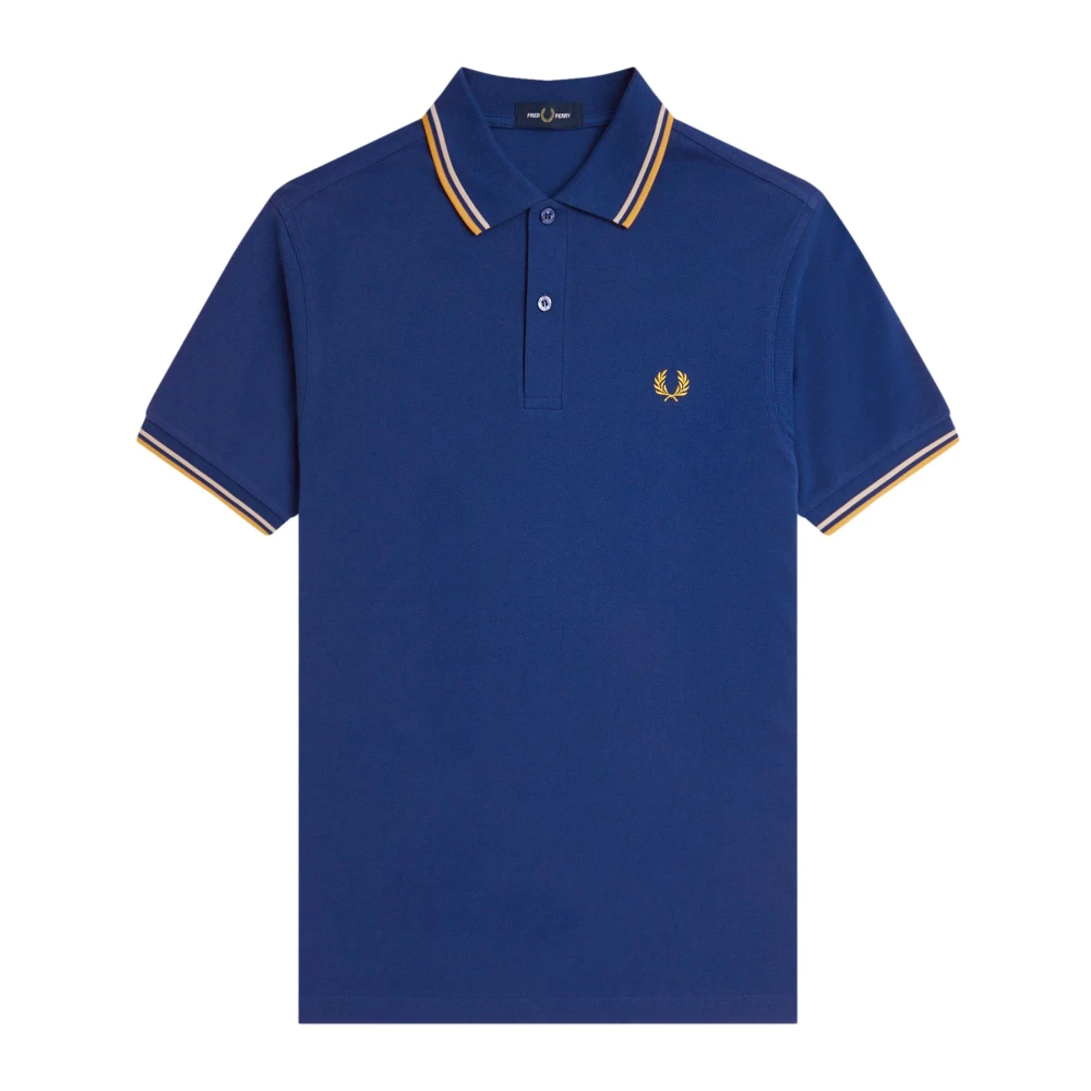 Fred Perry Men's Blue Striped Collar Polo Shirt With Iconic Embroidery
