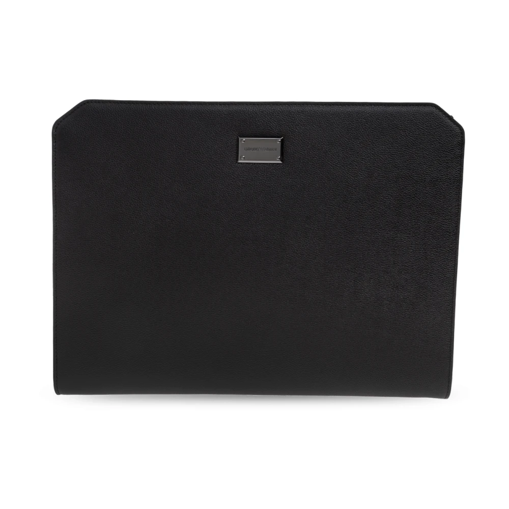 Emporio Armani Men's Black Leather Handbag - Clutches - One Size - Bags