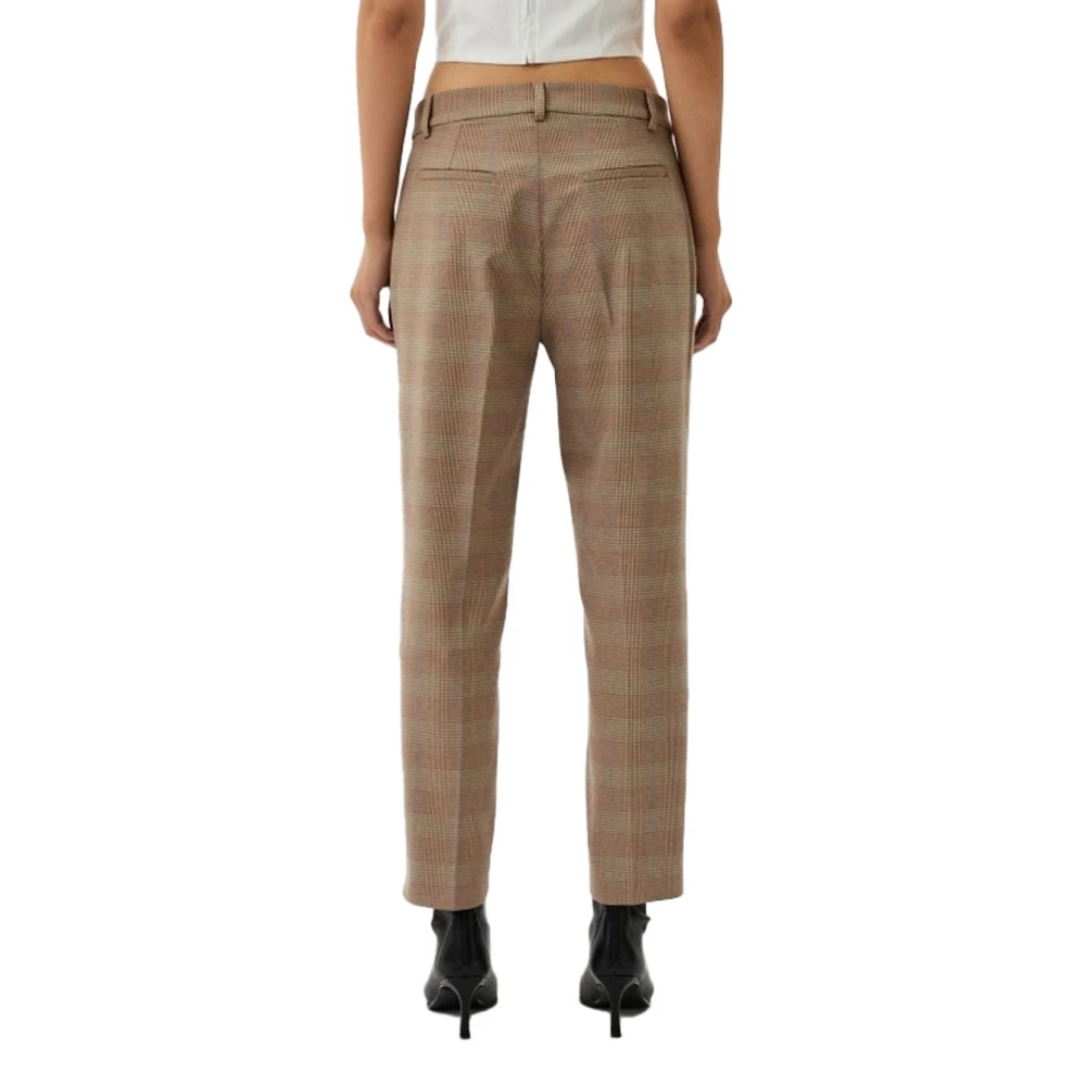 Pennyblack Slimme Polyester Broek met Enkelsplitten Brown Dames