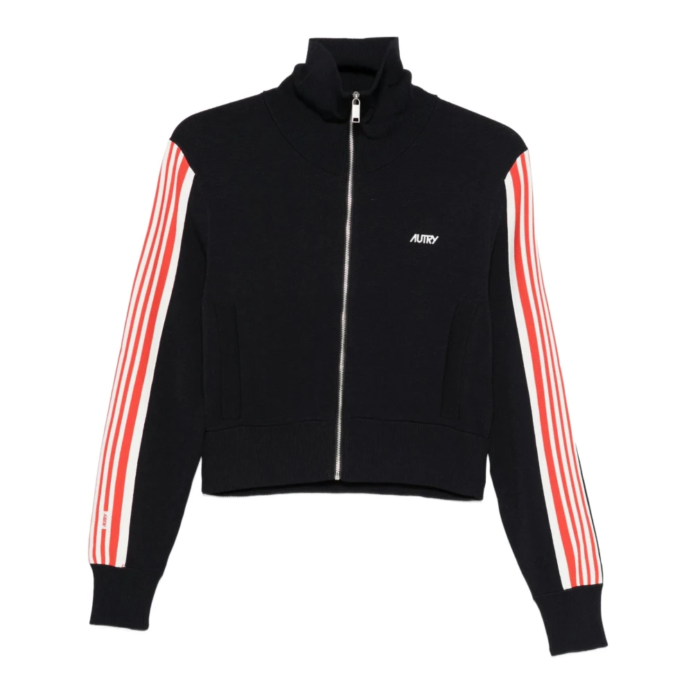 Autry Women's Blue Zip-Throughs, S, Striped Zip Jacket