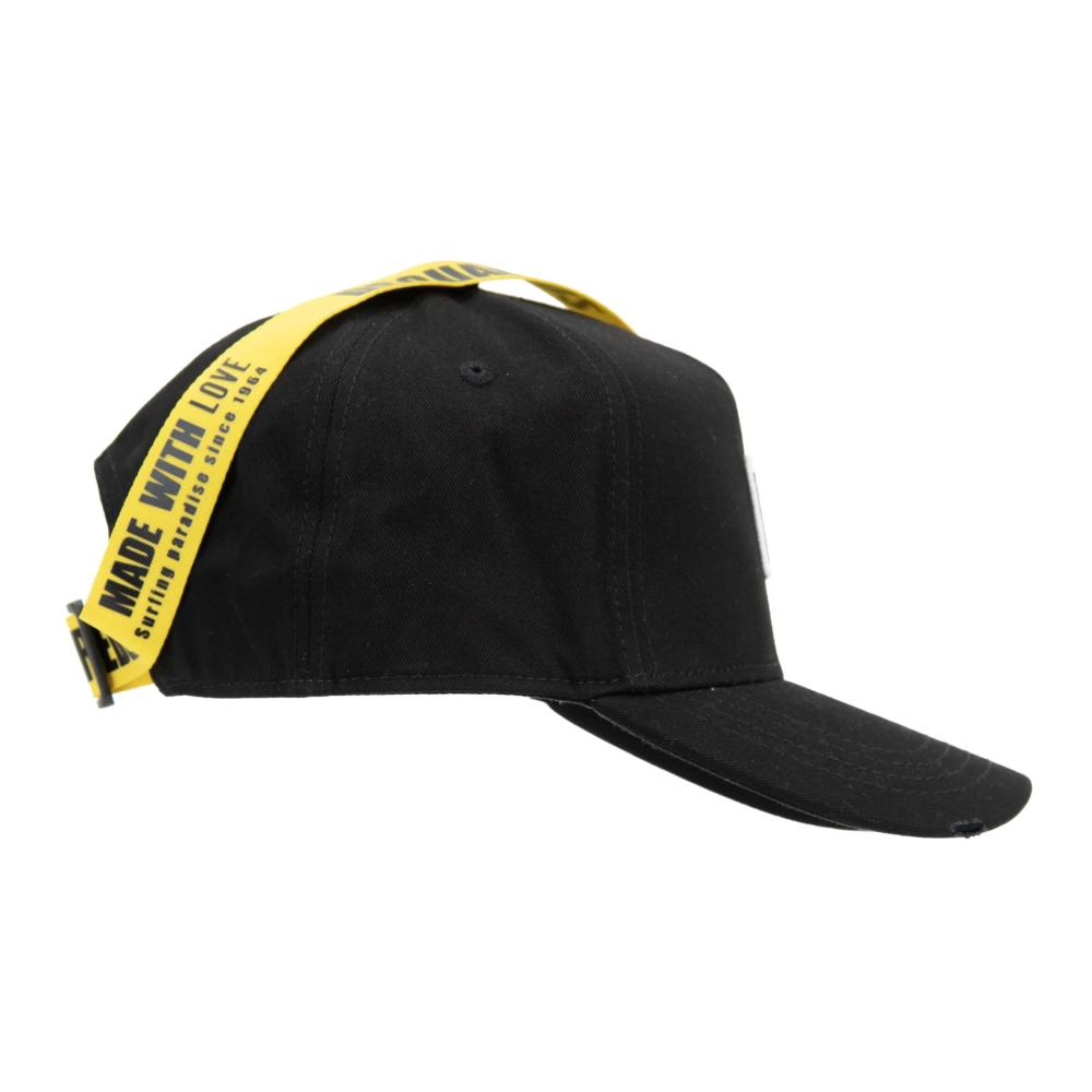 Dsquared2 Gestikte Logo Baseball Cap Fibbia Black Unisex