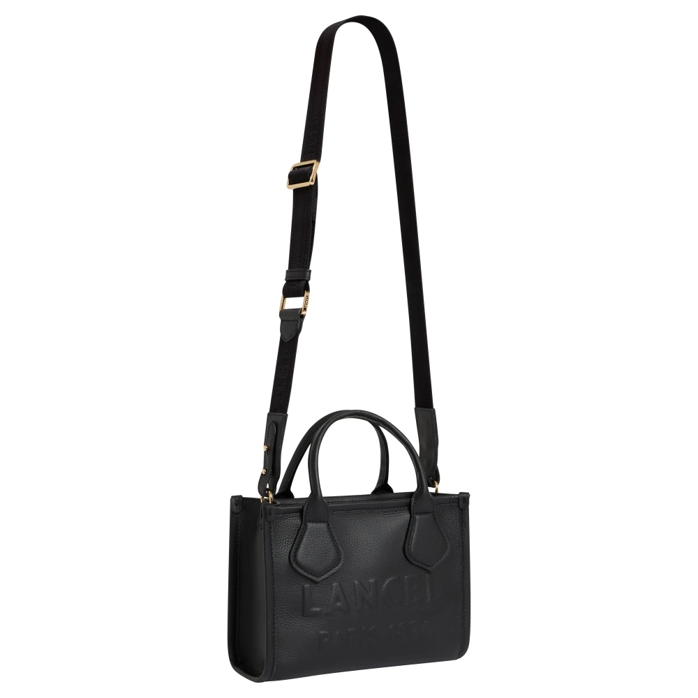 Lancel Zwarte Leren Schoudertas Rits Black Dames