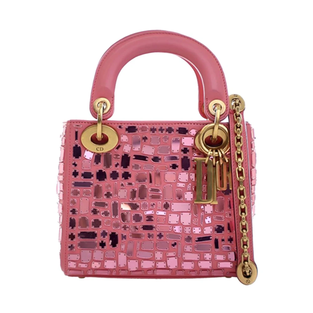 Dior Vintage Women's Pink Pre-Owned Embellished Top Handle Bag