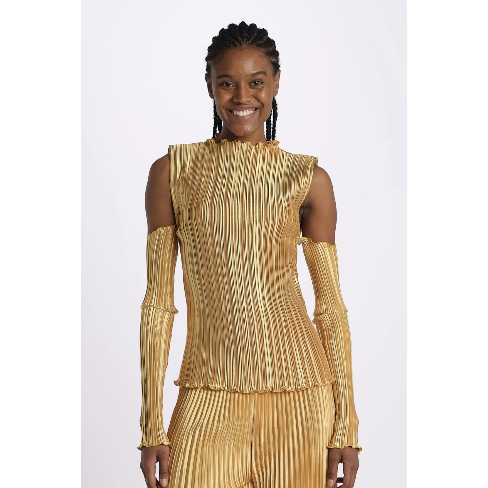 L'idée Gouden Geplooide Top met Afneembare Mouwen Yellow Dames
