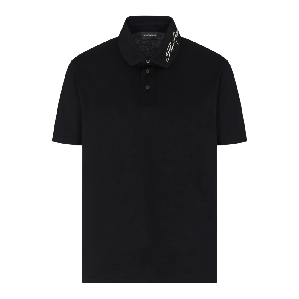 Emporio Armani Men's Black Polo Shirt With Signature Accent - Polo Shirts - S - Tops