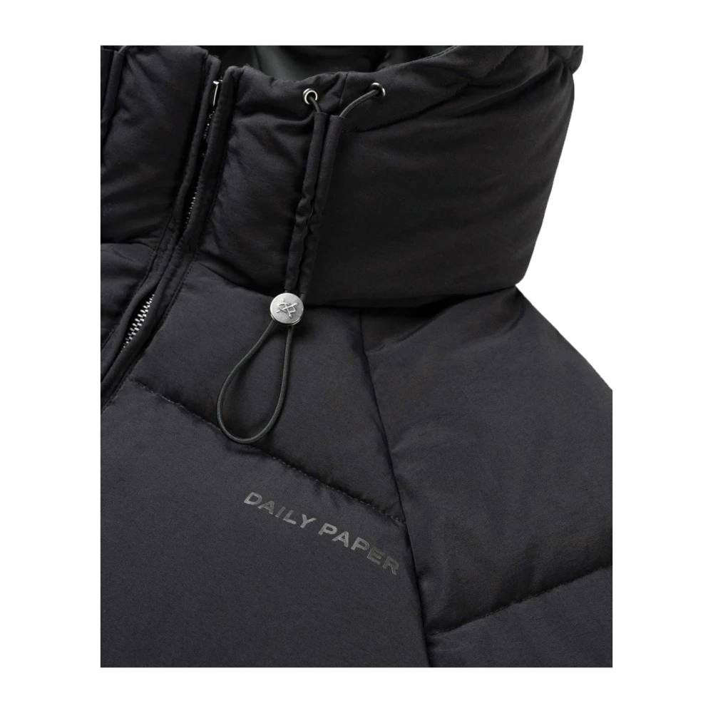 Daily Paper Zwarte Gewatteerde Hooded Pufferjas Black Heren