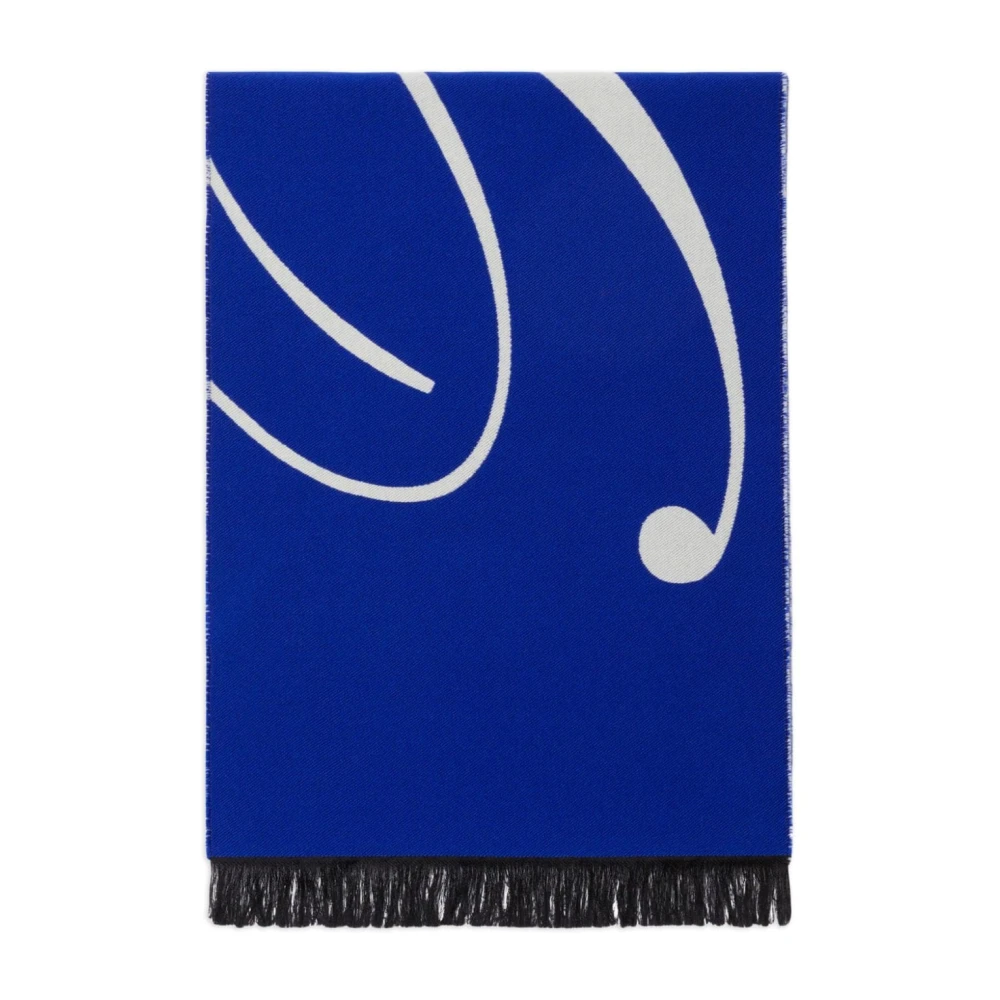 Burberry Logo Wol en Zijden Sjaal Blue Heren