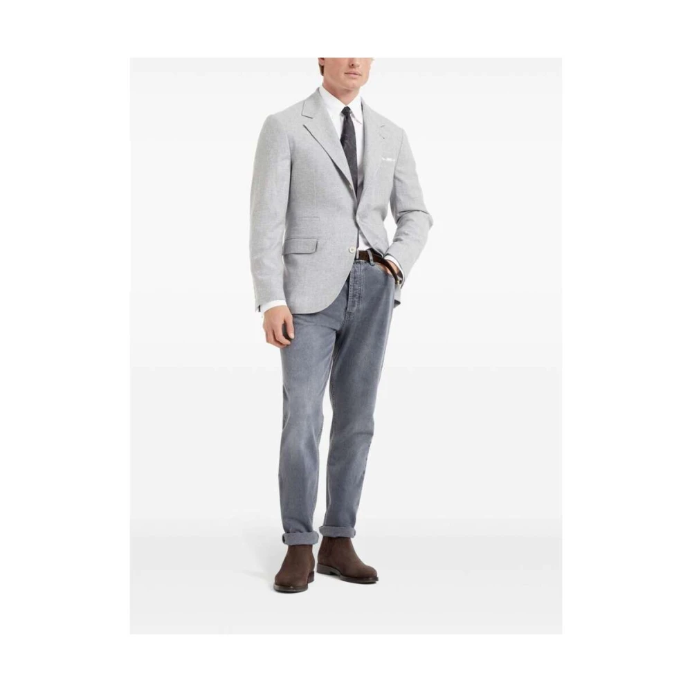 BRUNELLO CUCINELLI Klassieke Grijze Denim Jeans Gray Heren