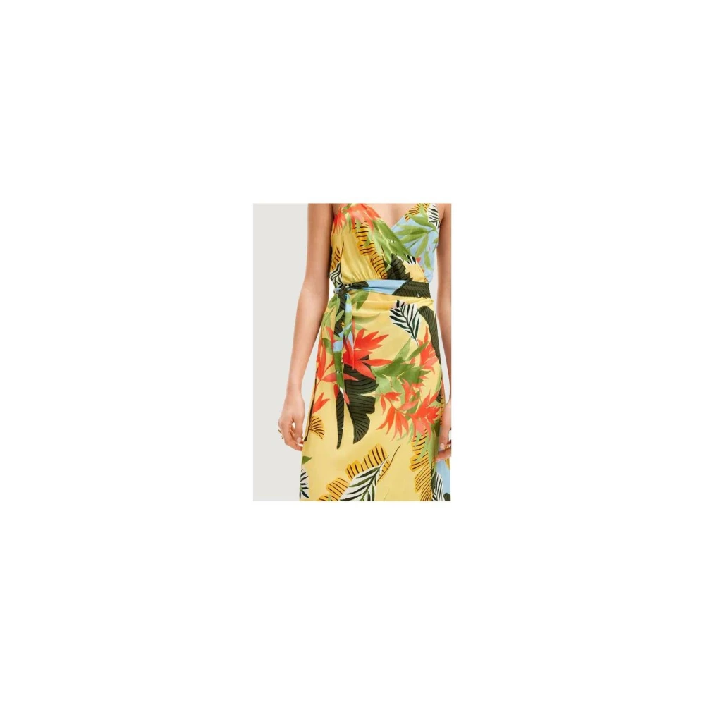 Desigual Gele Viscose Midi Jurk Elegant Design Multicolor Dames