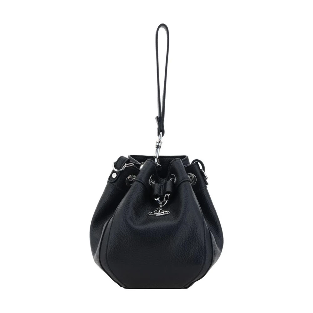 Vivienne Westwood Leren Bucket Bag met Trekkoordsluiting Black Dames