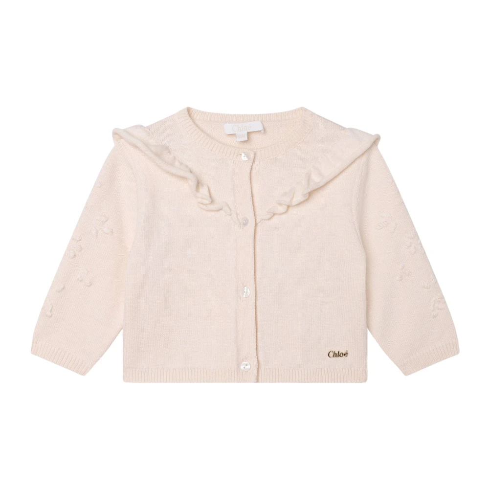 Chloé Ivory Barn Cardigan med Ruffles Beige, Flicka