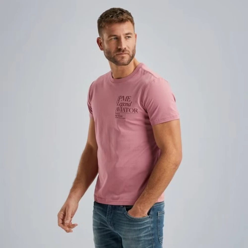 PME Legend T-Shirt- PME S S R-Neck Single Jersey Pink Heren