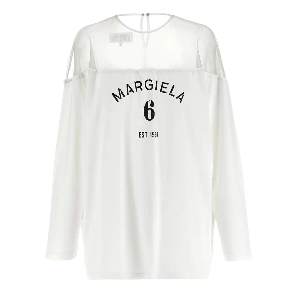 Mm6 Maison Margiela Kvinno Vit Toppar Dam, S, T-Shirt