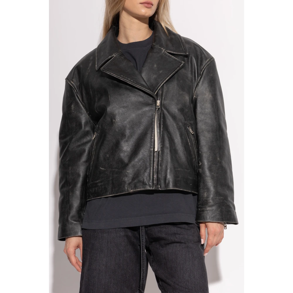 Acne Studios Leren jas met een vintage effect Black Dames