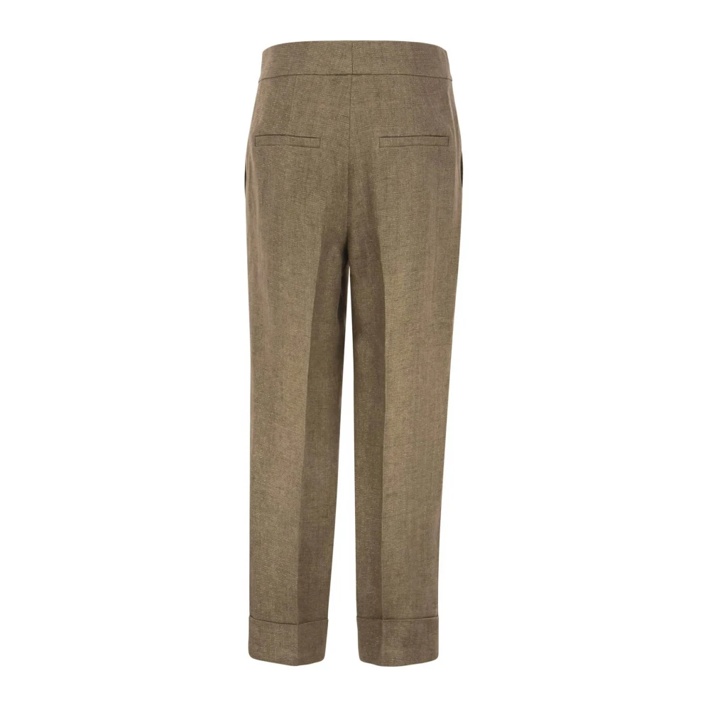 BRUNELLO CUCINELLI Slim-Fit Linnen Broek Beige Dames