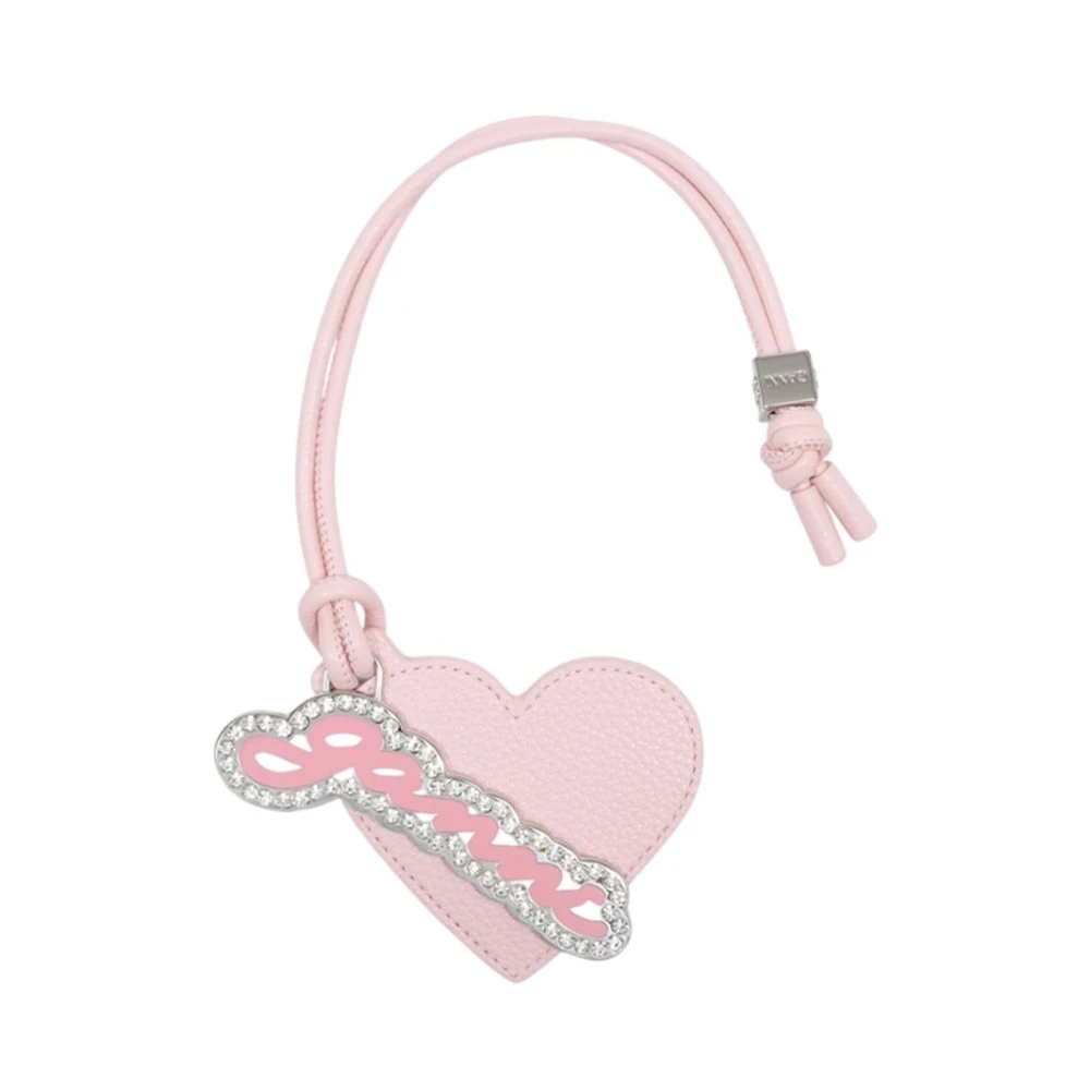 Ganni Women's Pink Keychains, One Size, Bou Heart Mirror