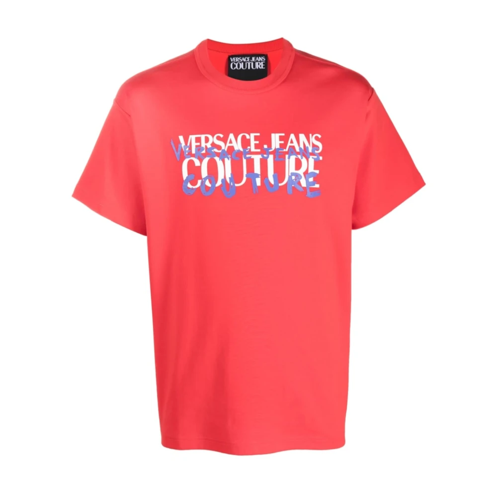 Versace Jeans Couture Rode Interlock T-shirt Stijlvol en Comfortabel Red Heren