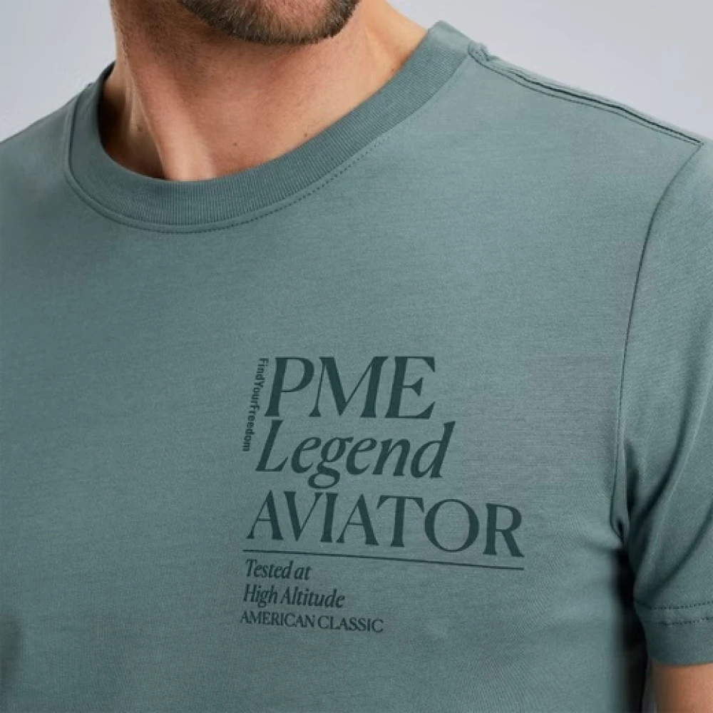 PME Legend Propeller Print Ronde Hals T-Shirt Green Heren