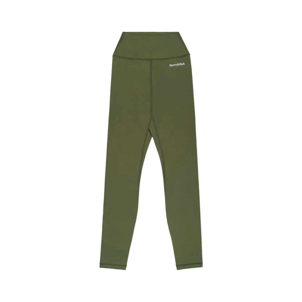 Sporty & Rich Hoge Taille Logo Legging in Mos Wit Green Dames