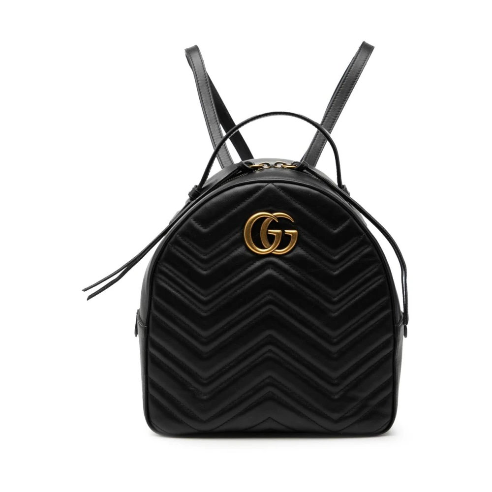 Gucci Vintage Women's Black Pre-Owned Quilted Leather Backpack