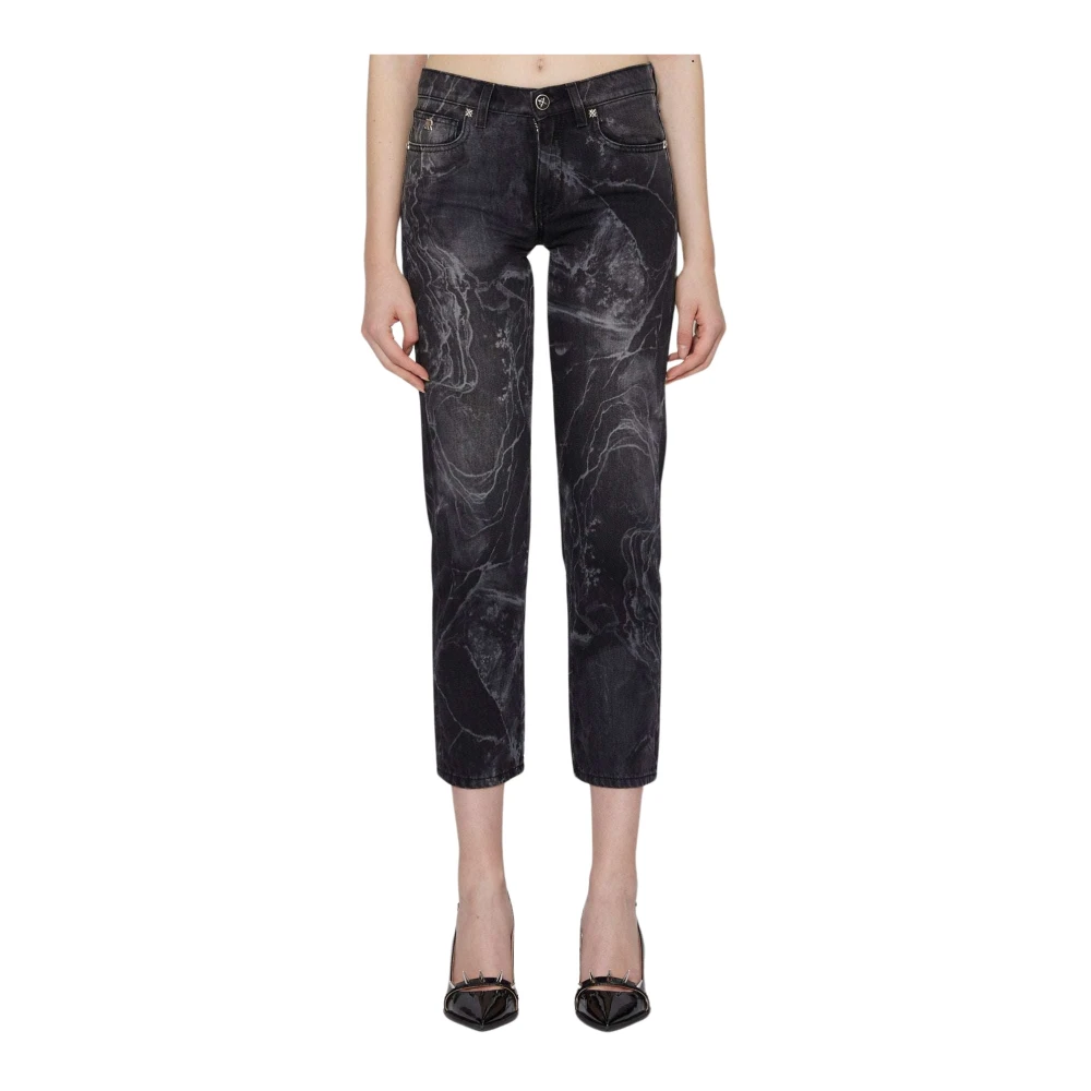 John Richmond Reguliere jeans met allover patroon Black Dames