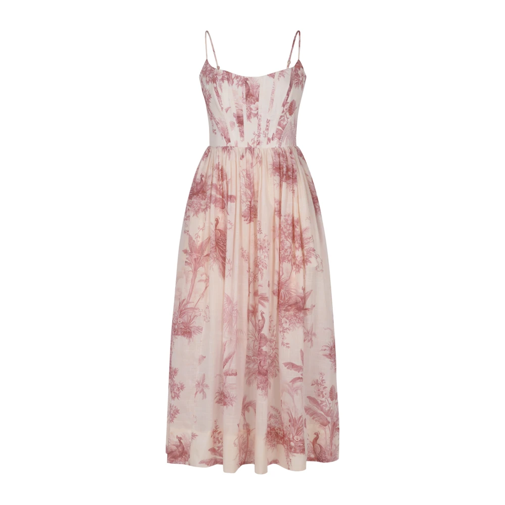 Zimmermann Corset Midi Jurk Pink Dames