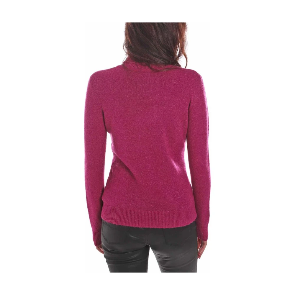YES ZEE Zachte Viscose Trui met Lurex Details Pink Dames