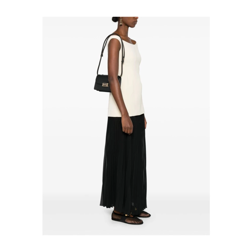 Victoria Beckham Gestructureerde Zwarte Leren Schoudertas Black Dames