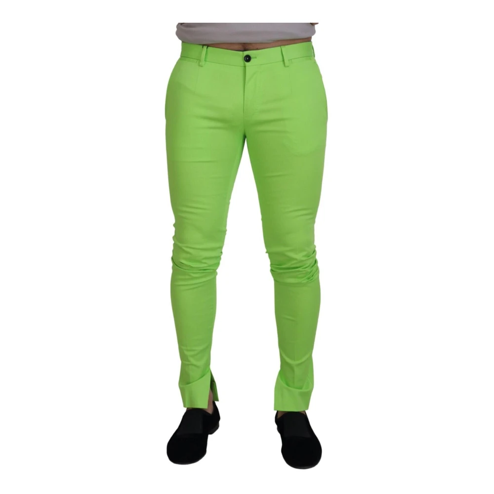 Dolce & Gabbana Men's Green Slim-Fit Trousers, M, Mainline Collection Light Trousers