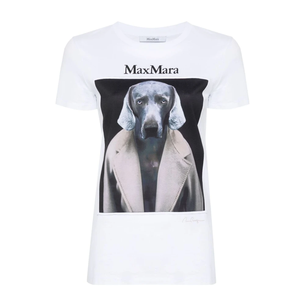 Max Mara Iconische Print Crew Neck T-shirt White Dames