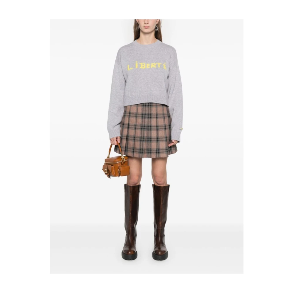 pinko Grijze Wol Kohona Sweater met Tekst Gray Dames