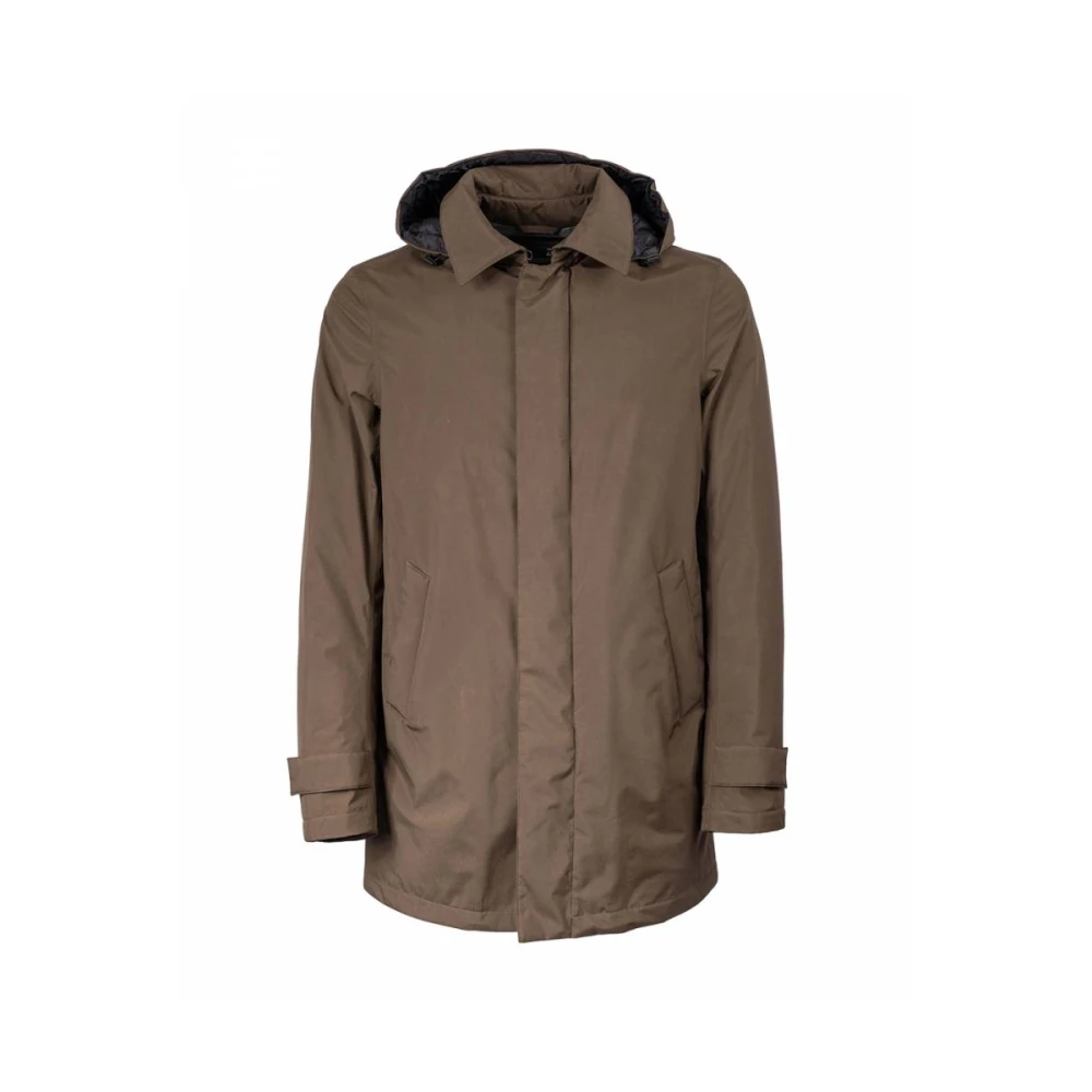 Herno Hooded Gore 2lay Carcoat Brown Heren
