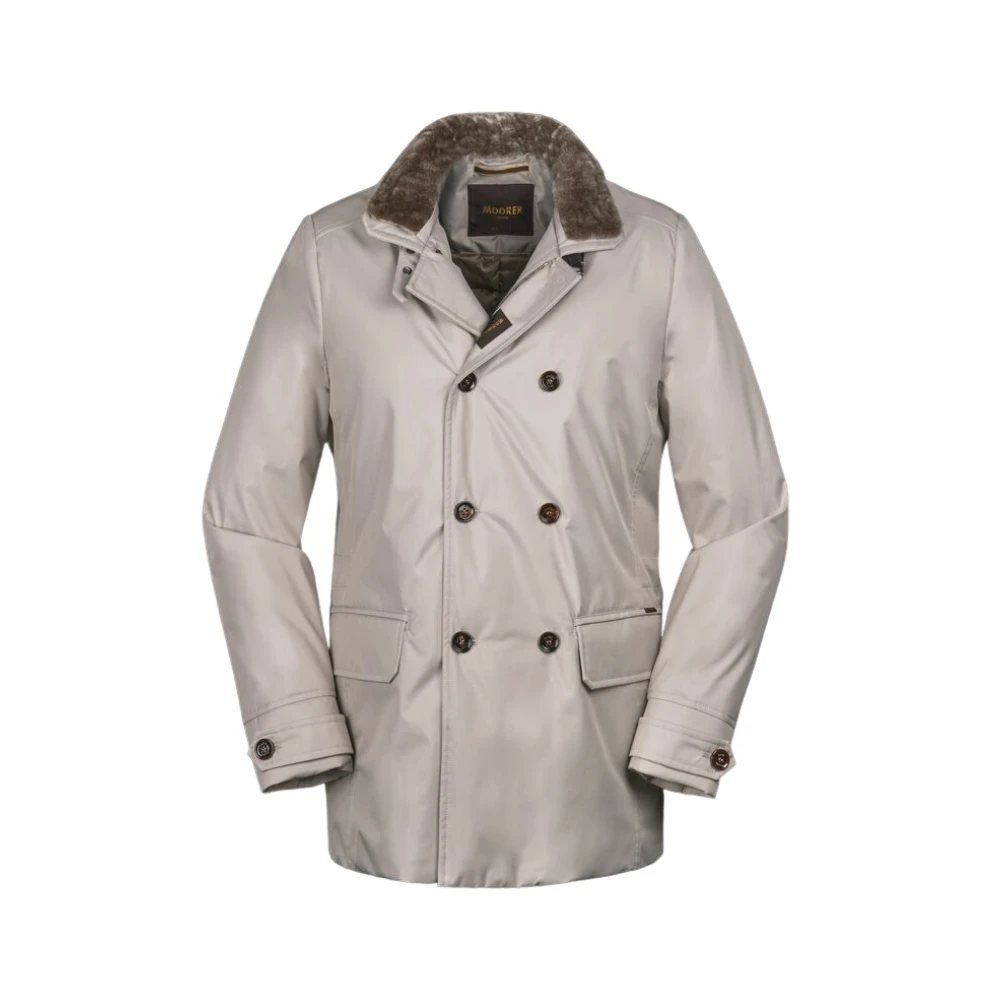 Moorer Men's Beige Double-Breasted Coats, M, Jackets