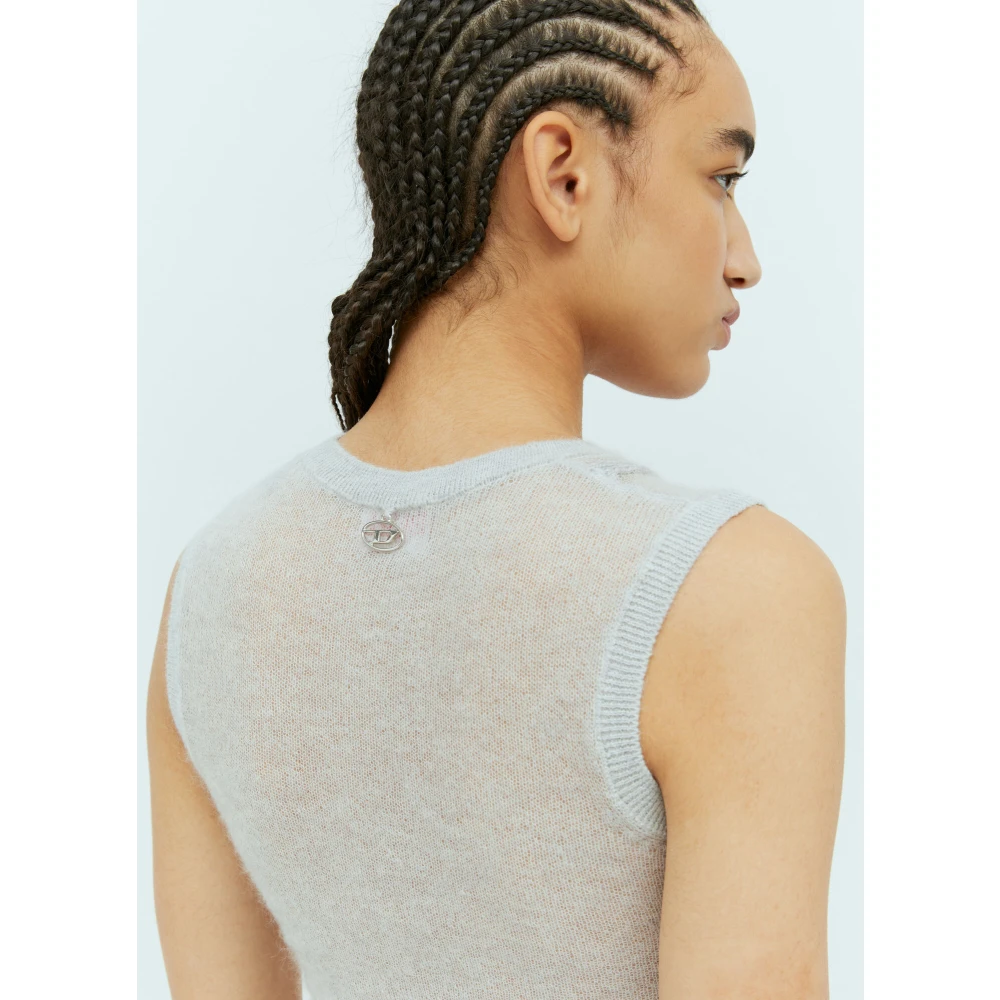 Diesel Gebreide tanktop met bralet-paneel Gray Dames