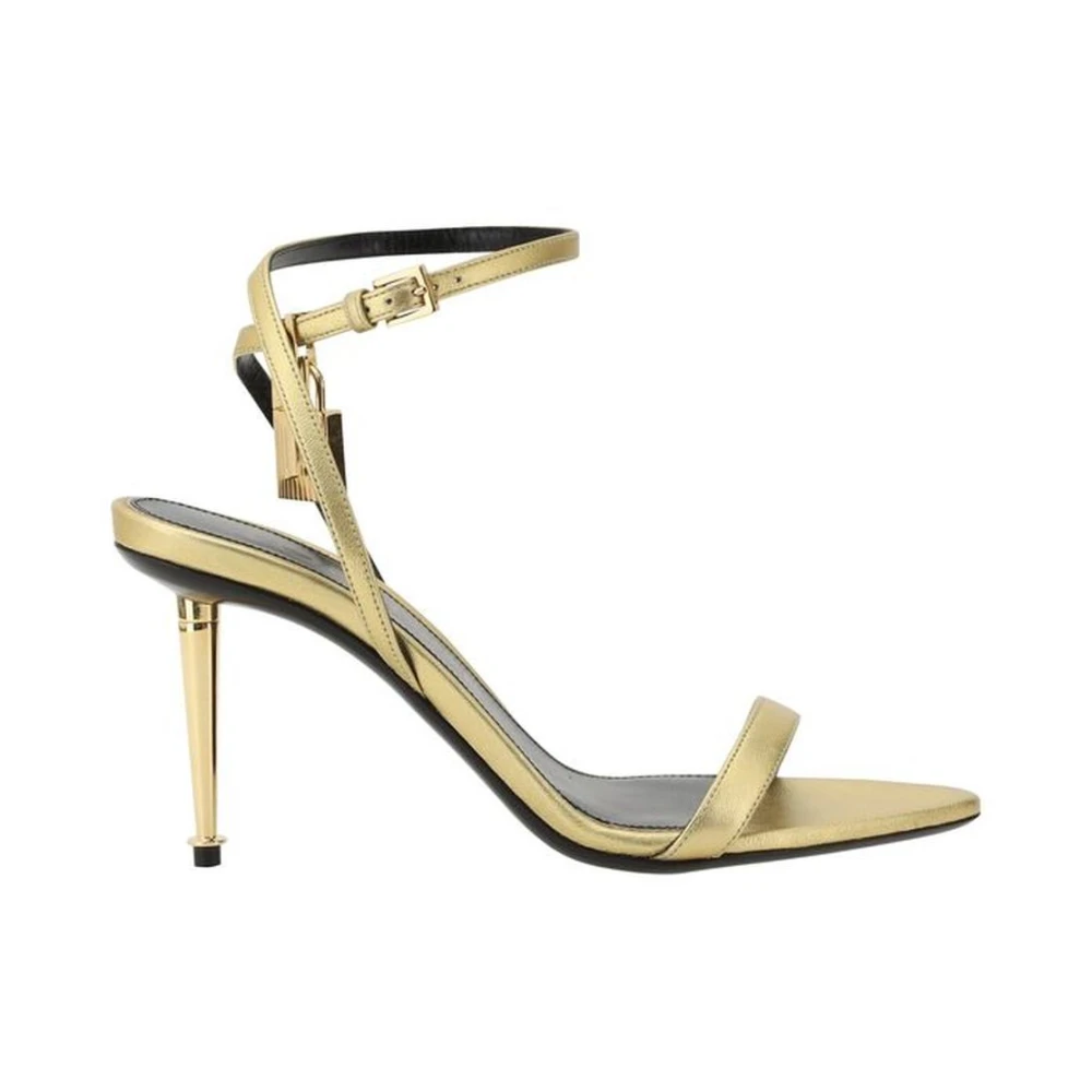 Tom Ford Women's Yellow Elegant Stiletto Heel Padlock Sandals