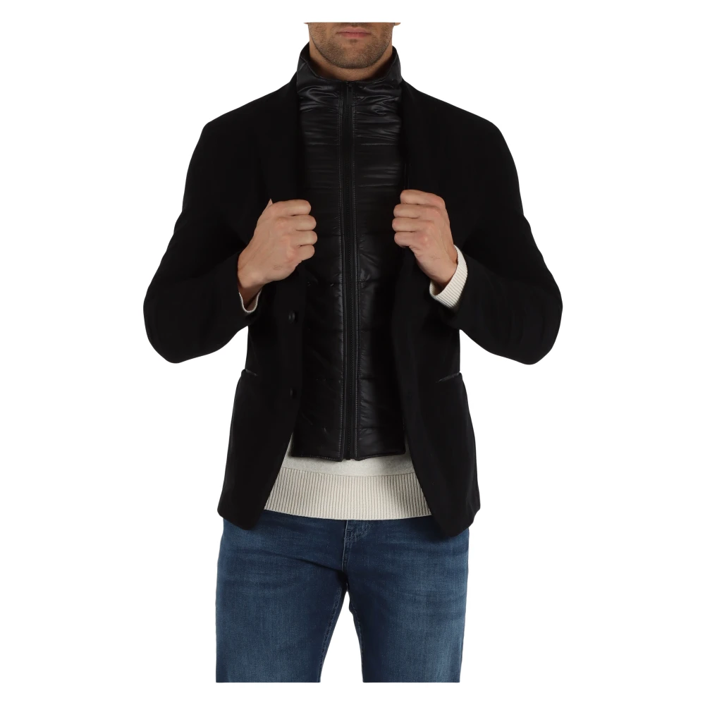 Hugo Boss Zwarte jas met afneembare borstbeschermer Black Heren