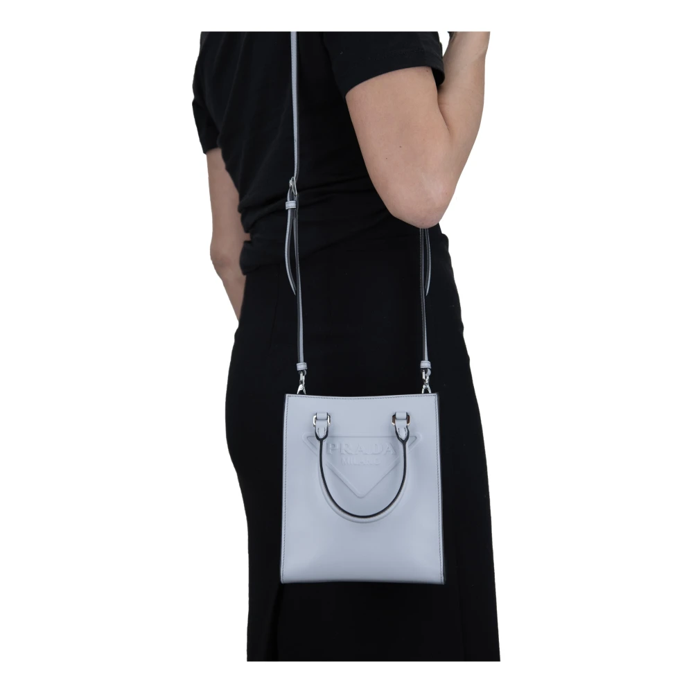 Prada Leren Schoudertas Vrouw Blue Dames