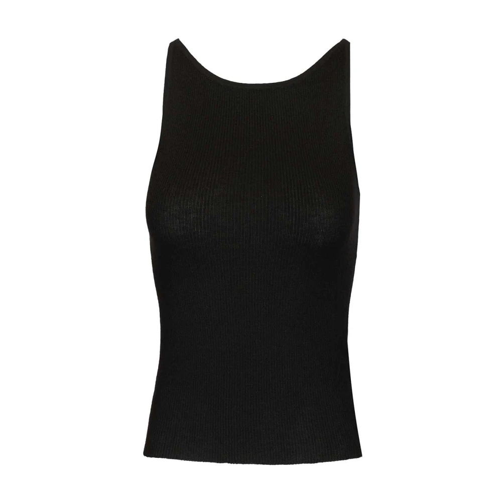 Lisa Yang Women's Black Sleeveless Tops, M, Lynette Cashmere Top