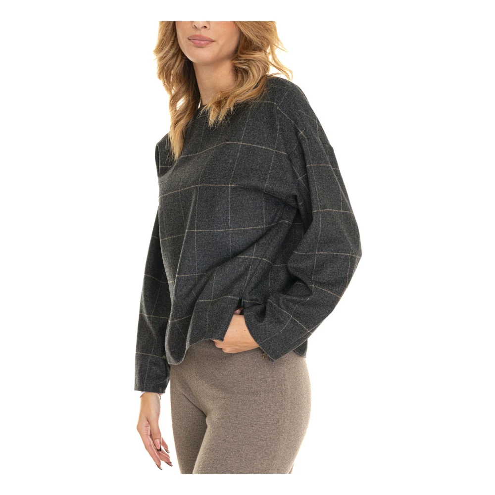 Emporio Armani Wollen geruite tuniek met rits Gray Dames