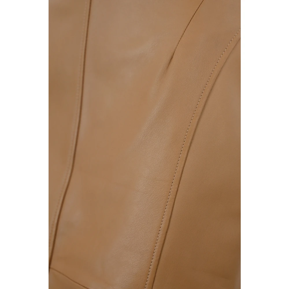 Max Mara Studio Leren kokerrok Karamelbruin Brown Dames